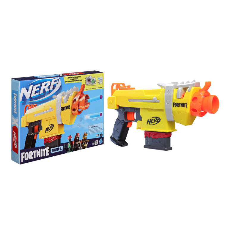 Nerf Fortnite SMG-L Motorized Dart Blaster - Includes 3 Targets - Comes with 6-Dart Clip and 6 Official Nerf Elite Darts - R Exclusive