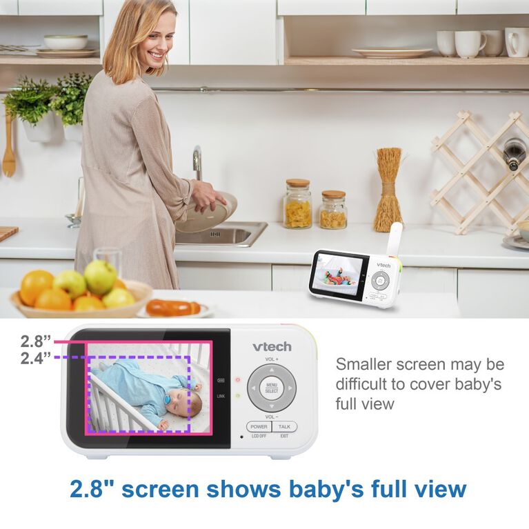 VTech VM3258 2.8" Digital Video Baby Monitor with Night Light - White