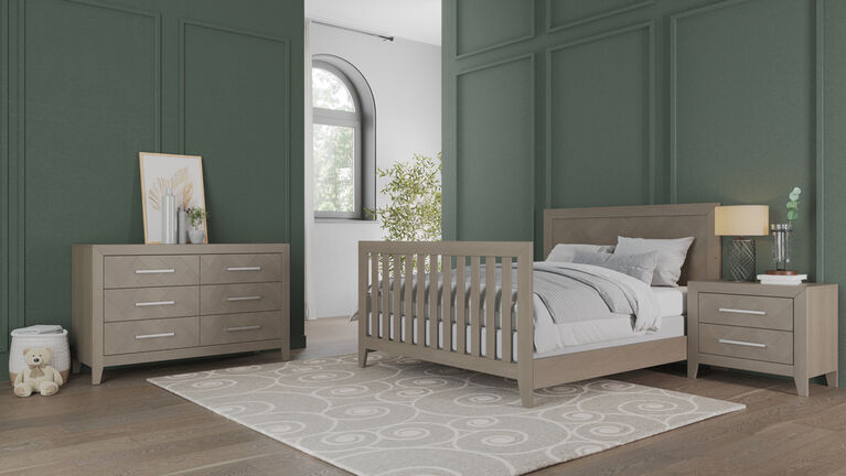 Child Craft Kieran 4-in-1 Convertible Crib, Crescent Gray