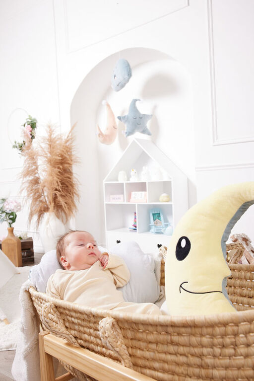 Around The Crib Kokoons Moon Plush Light and Melodie Pale Yellow Petrol Blue Babies R Us Canada
