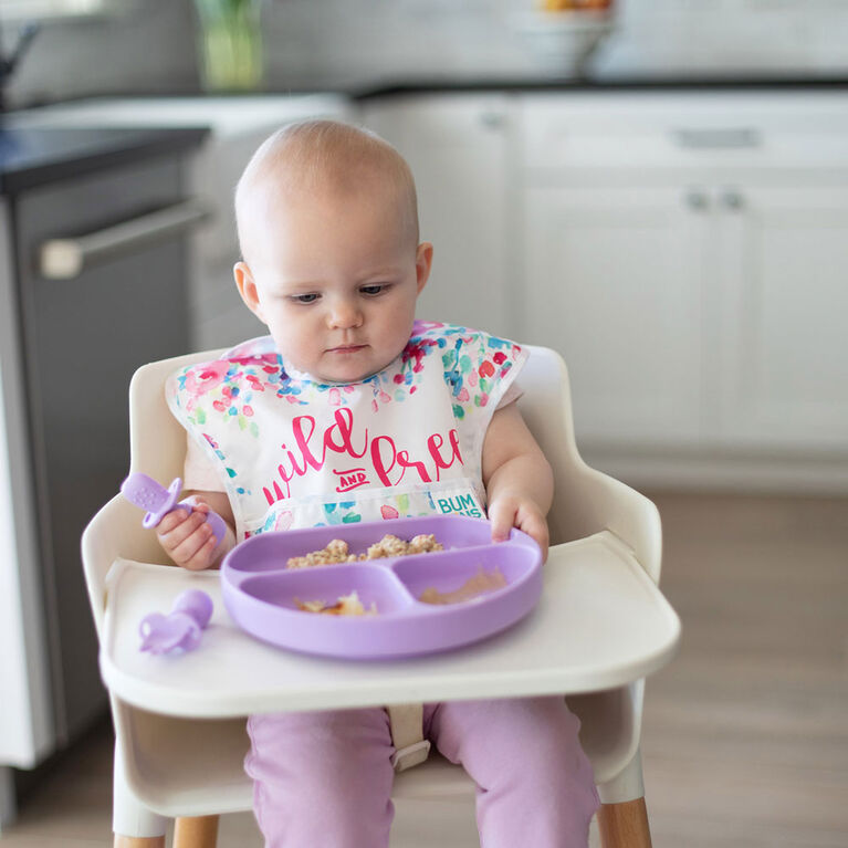 Plat à poignée en silicone Bumkins, sans BPA - lavande