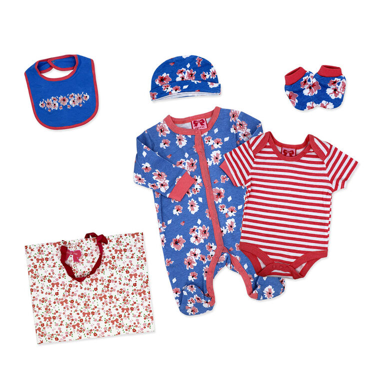 Mini Moi 5 Piece Mesh Bag Set: Blue Floral 0-3M