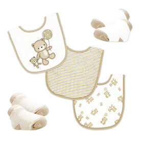 Naturelle 5 Piece Bib and Sock Set: Beige