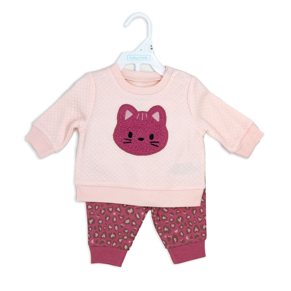 トップス peakxWDS DoubleFace WRFleecePullover Baby Mode 2 Piece Quilted Top and Fleece Pant Set:Pink Kitten 9M