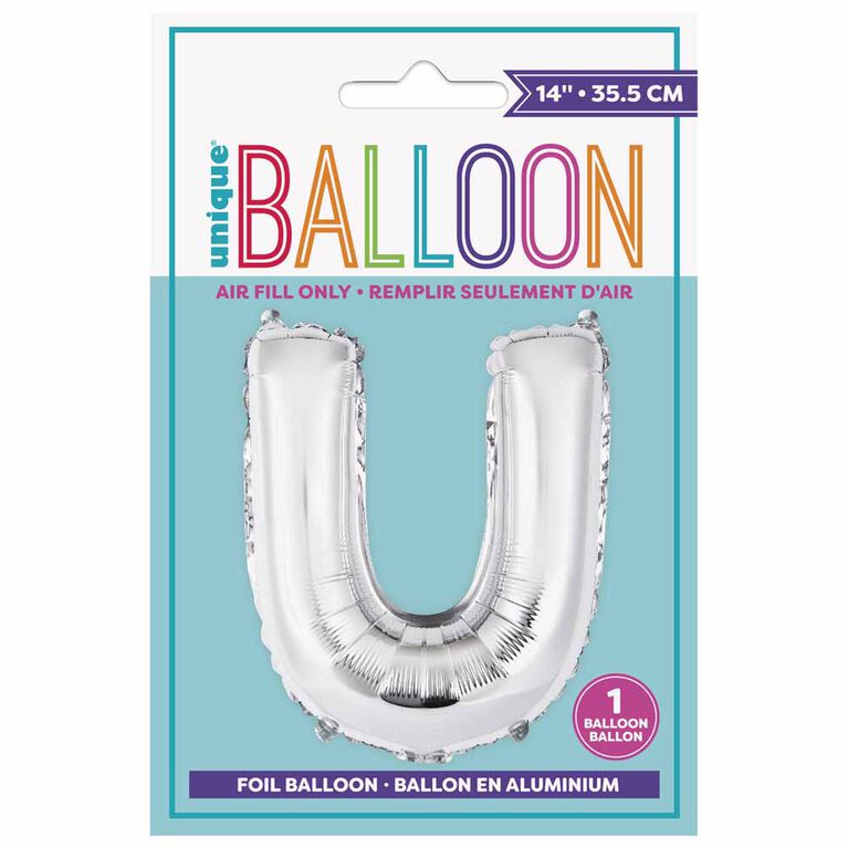14" Silver Letter Balloons - U