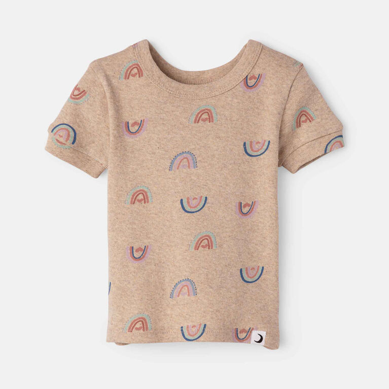 RISE Little Earthling Short Sleeve 2 Piece Sleep Lt Grey Mix Rainbow