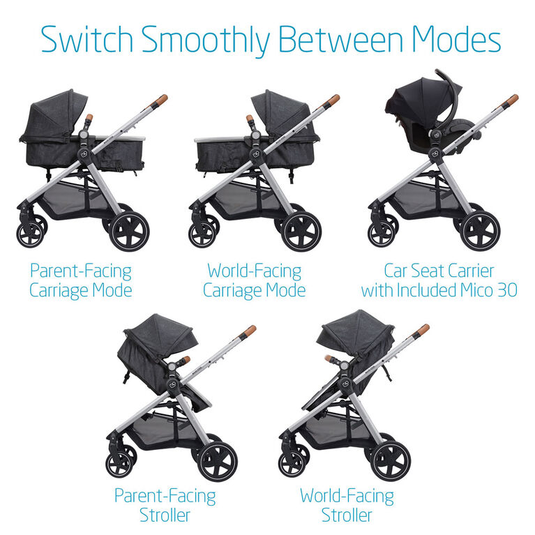 Maxi Cosi Zelia Max 5in1 Modular Travel System Nomad Black Babies