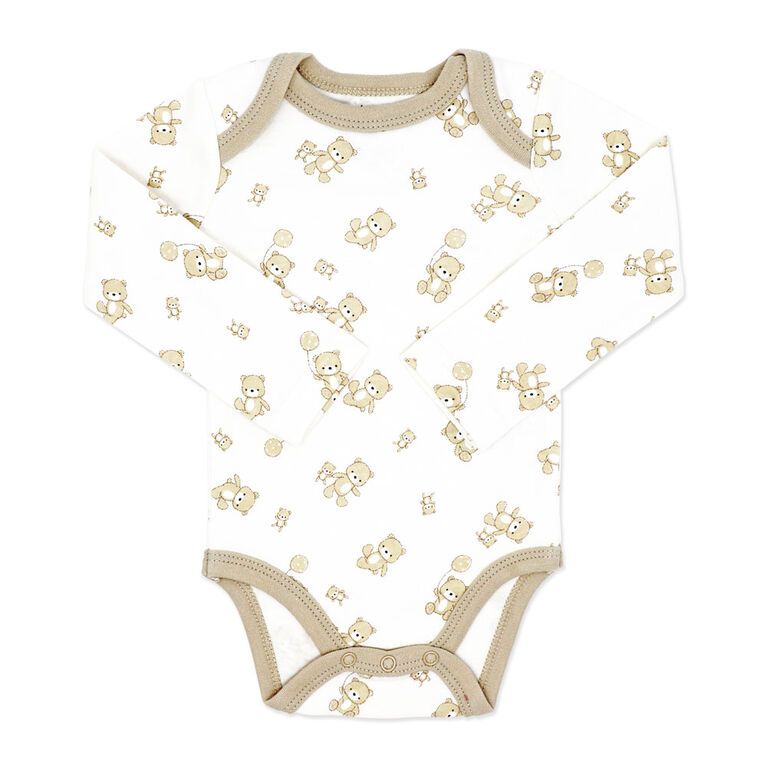 Naturelle 4 Pack Long Sleeve Bodysuit: Beige 3M