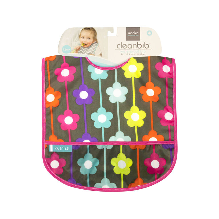 Kushies Cleanbib 12M+ Charcoal Flowers Babies R Us Canada