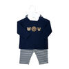 Baby Mode Ensemble 3 pièces pantalon et chapeau gaufré : Animal safari bleu 6 mois