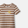 Short Sleeve Graphicic Bodysuit Brown Stripe Happy 12-18M