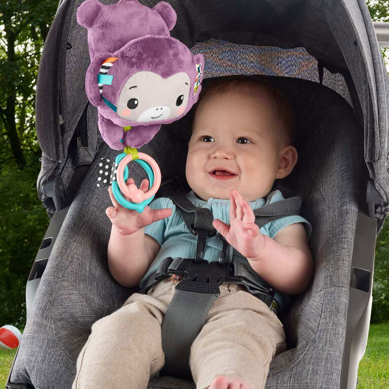 Fisher-Price Baby Stroller Toy Sing & Go Purple Monkey Musical Sensory Plush