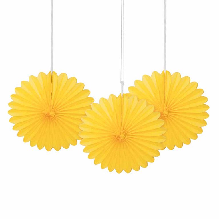 Yellow 6" Tissue Paper Fans 3 pieces
