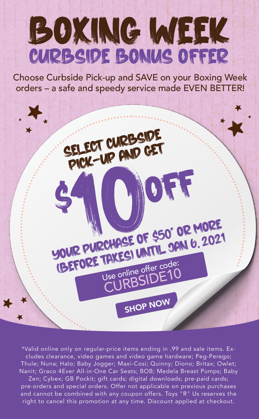 $10 off $50 or more