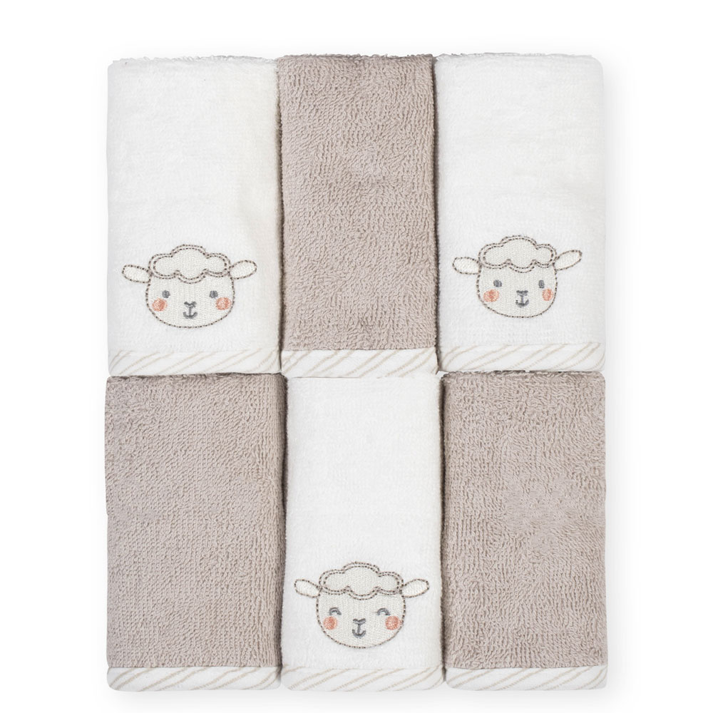 Koala Baby 6Pack Baby Washcloths Grey & White Lamb Babies R Us