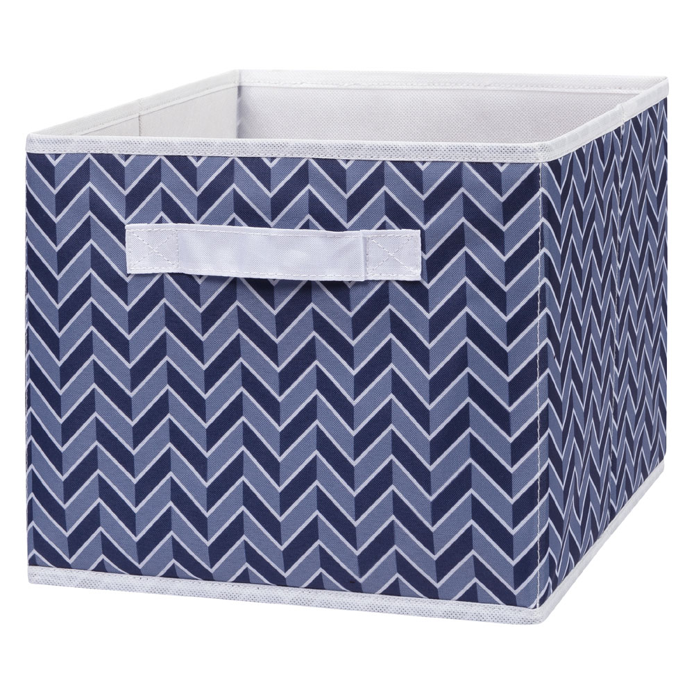 Blue Herringbone Canvas Storage Bin Babies R Us Canada