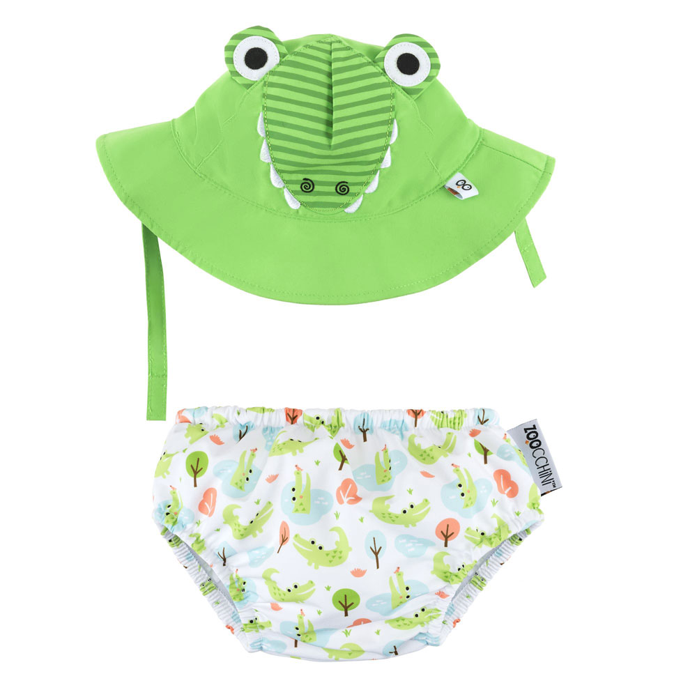Zoocchini Swim Diaper &amp; Hat Set Alligator Small