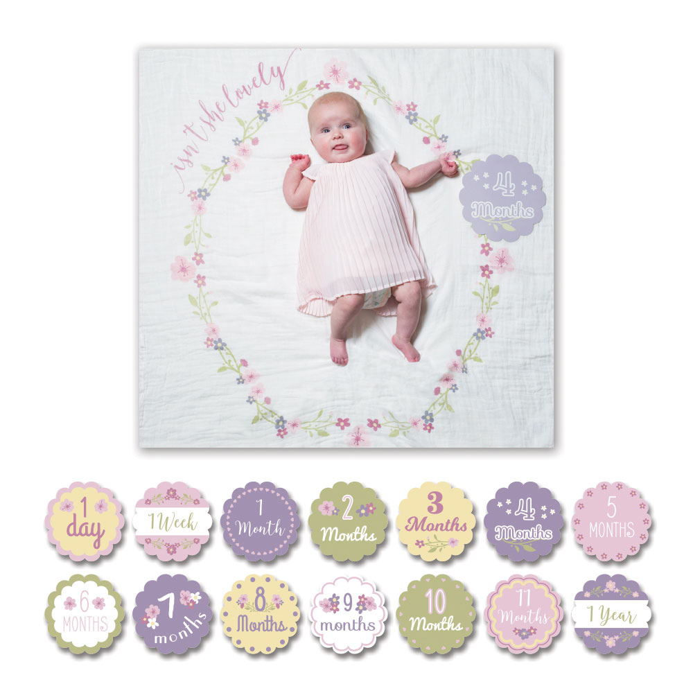 Lulujo Baby's 1st Year Isn't She Lovely Milestone Blanket & Cards Set