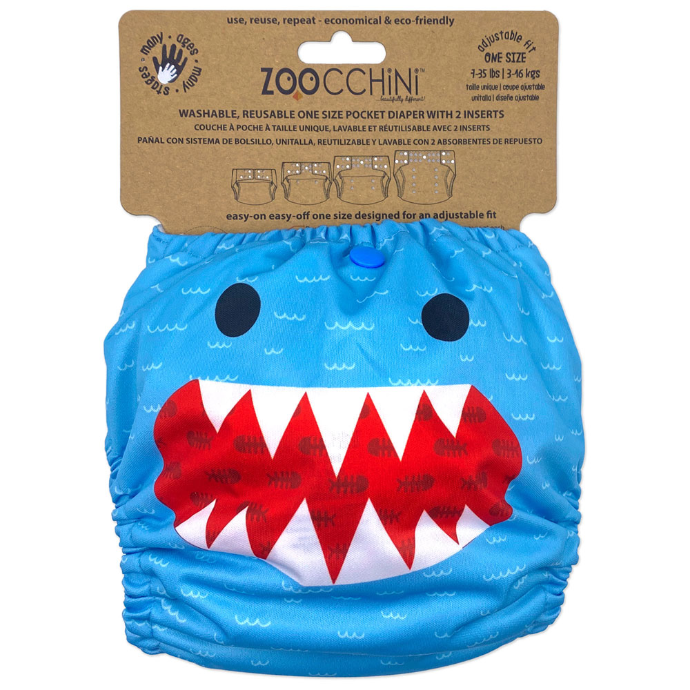 Zoocchini Cloth Diaper &amp; 2 Inserts Shark One Size