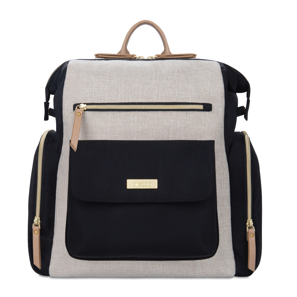 Baby Brezza Martine Backpack Diaper Bag Black and Tan Babies R Us