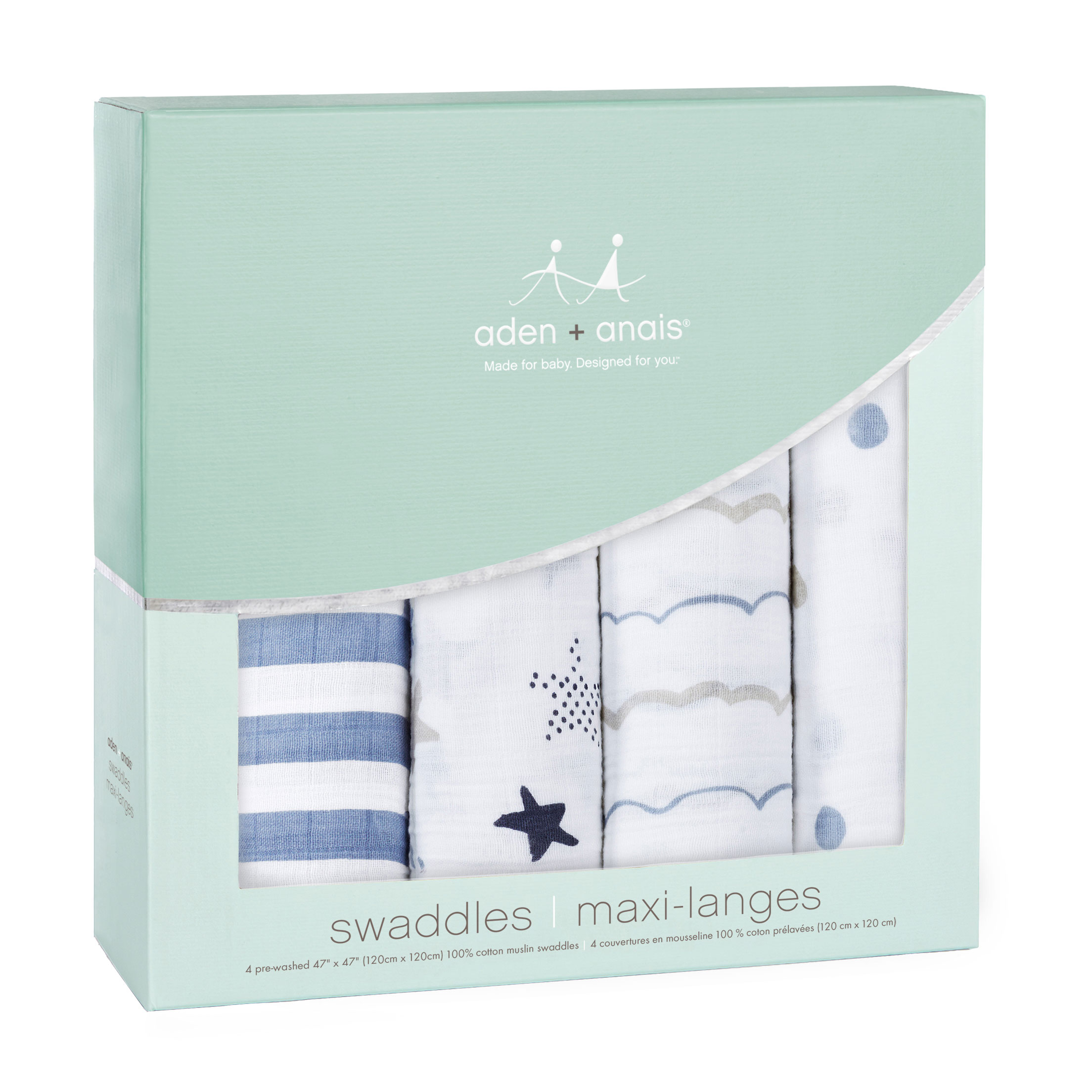 Aden & Anais 4-Pack Muslin - Blue Rock Star