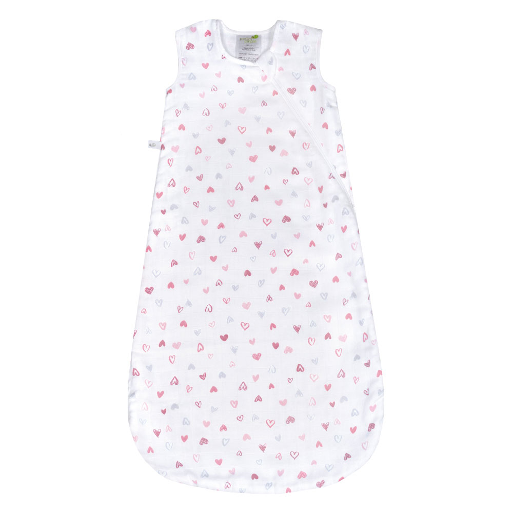 Perlimpinpin cotton muslin sleep bag Hearts, 06 Months Babies R Us