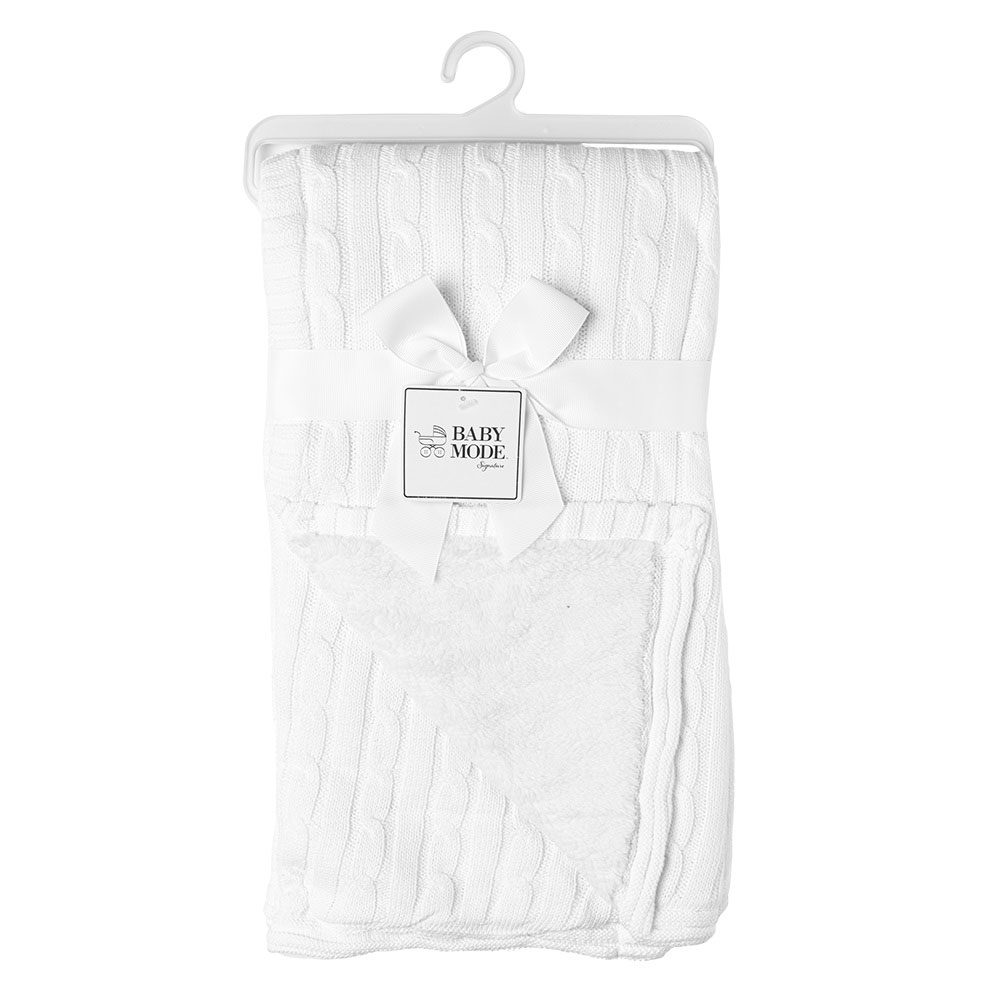 White Cable Knit Sherpa Baby Blanket Babies R Us Canada