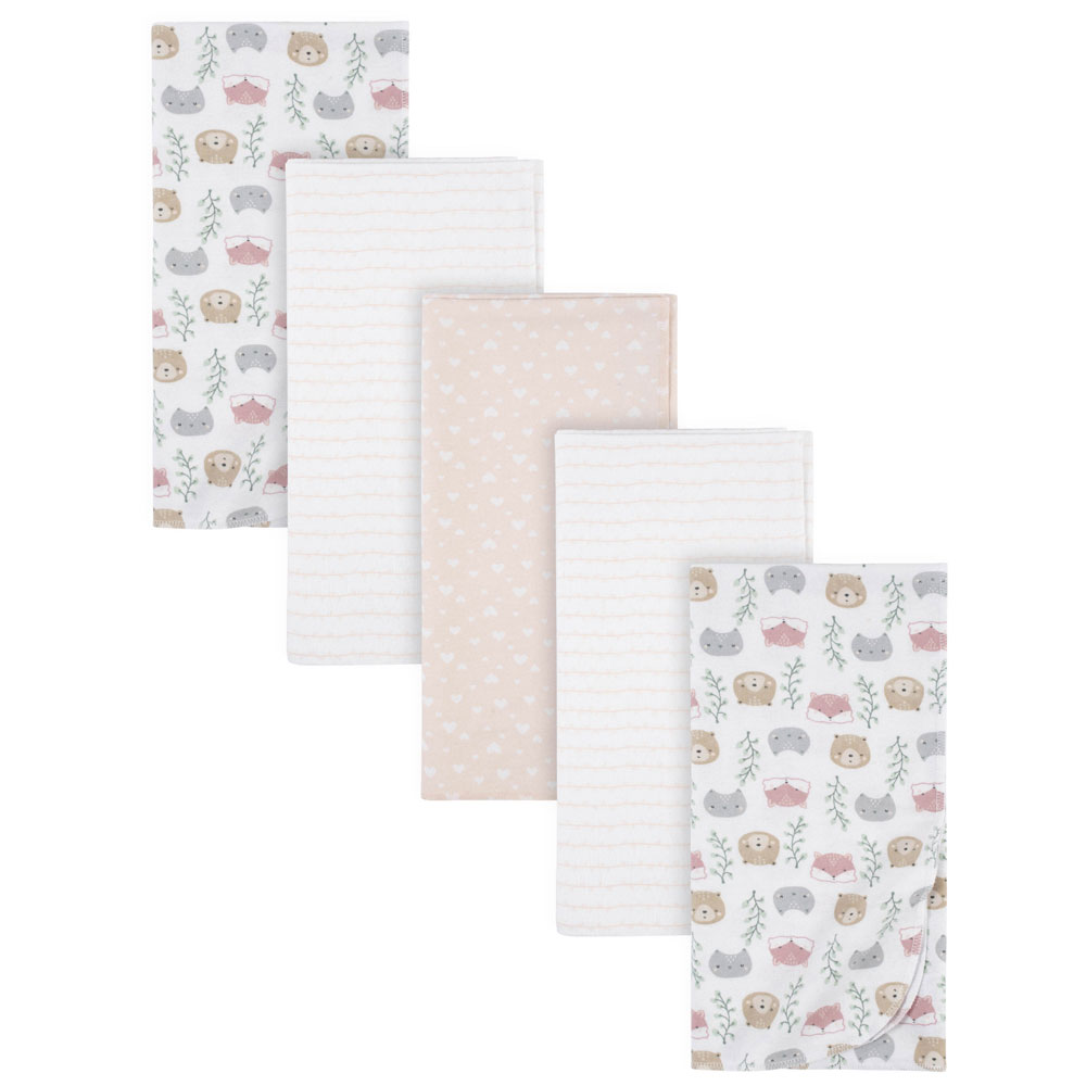 Gerber 5 Pack Flannel Receiving Blanket Woodland Pink Babies R Us