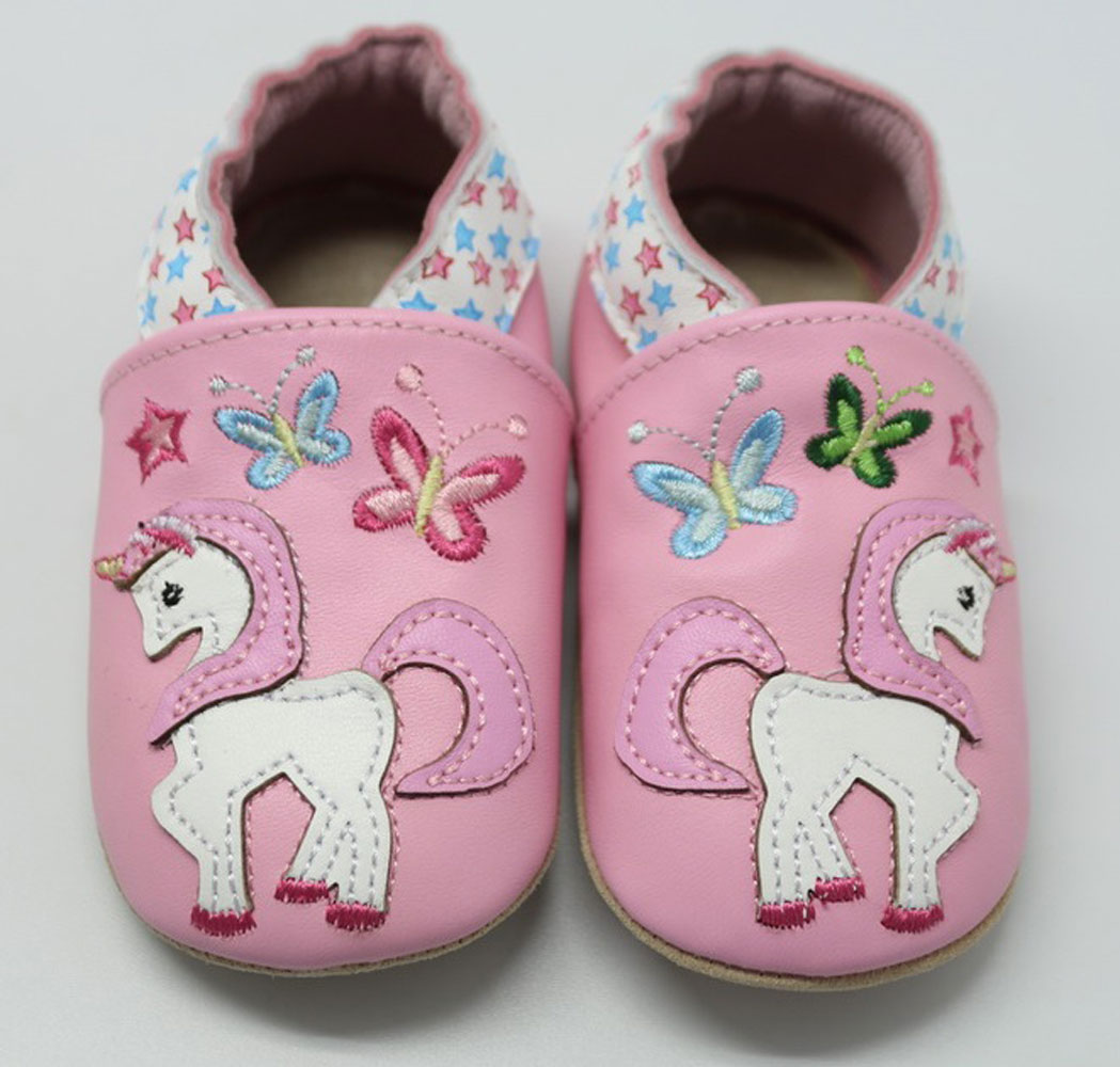 Tickletoes Pink with Unicorn 100 Soft Leather Shoes 12