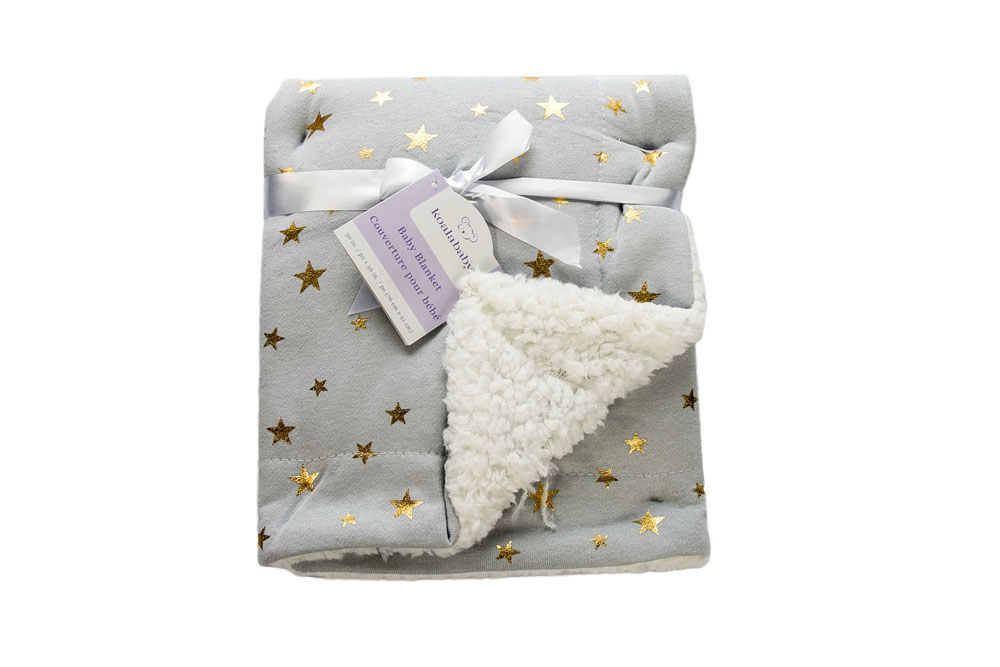 Koala Baby Sherpa Blanket Grey with Metallic Stars Babies R Us Canada