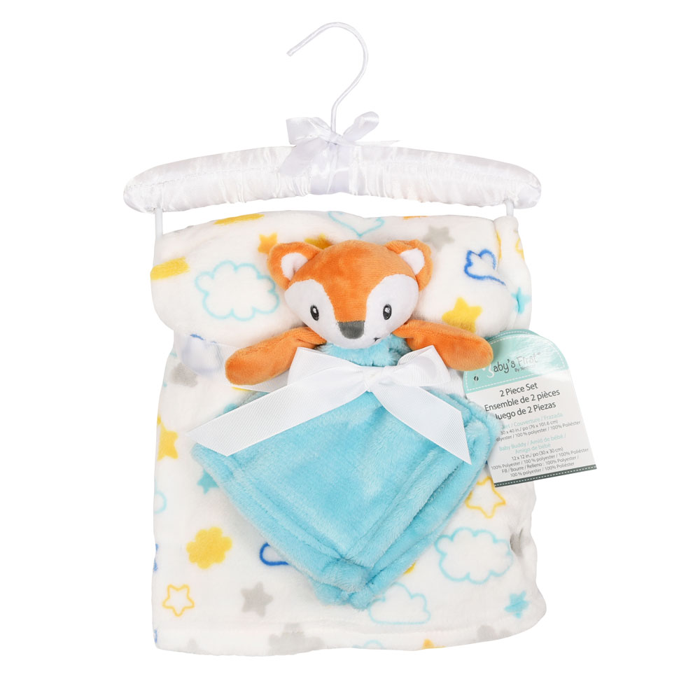 Baby's First By Nemcor 2 Piece Set- Fox with Cloud Design Blanket ...